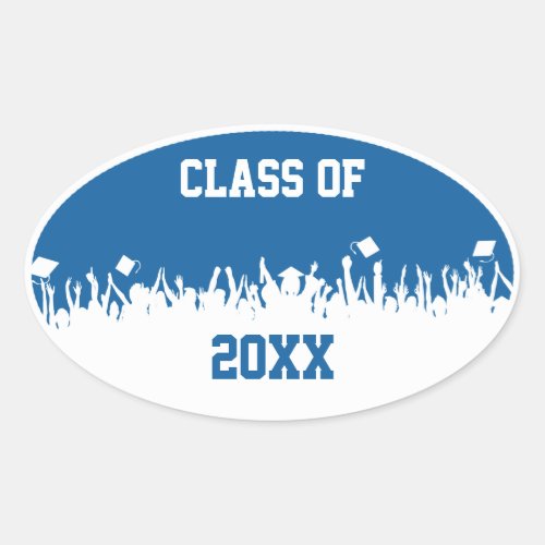 Royal blue Class of Choose Colors Change Year Oval Sticker