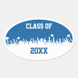 Royal blue Class of Choose Colors Change Year Oval Sticker