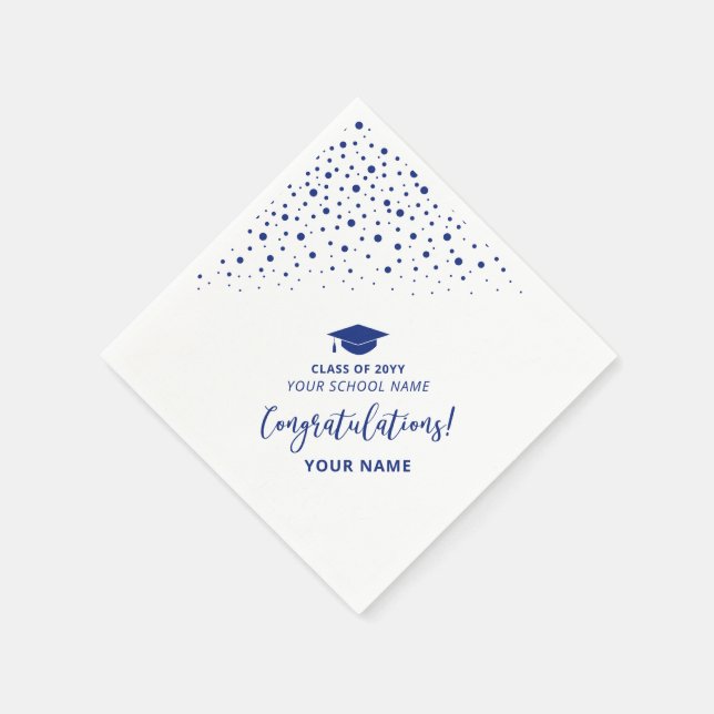Royal Blue Class of School Graduation Party Napkins (Corner)