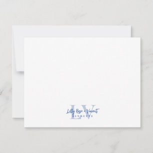 Royal Blue Classic Monogram Couple Custom Wedding Note Card
