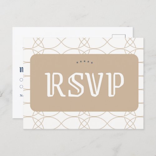 Royal Blue Classic Retro RSVP Enclosure Post Card