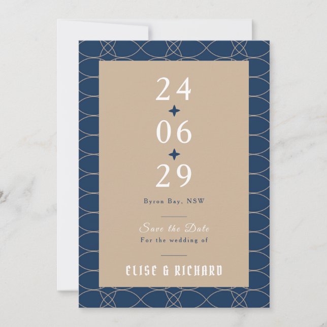 Royal Blue Classic Retro Save the Date Invitation (Front)