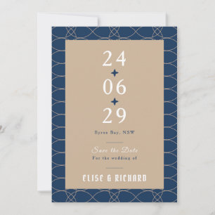 Royal Blue Classic Retro Save the Date Invitation