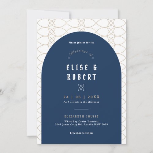 Royal Blue Classic Retro Wedding Invitation