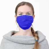 Royal Blue Cobalt  Gold Girly Makeup Confetti Adult Cloth Face Mask (Worn)