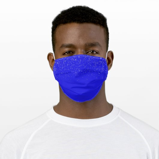 Royal Blue Cobalt Gold Girly Makeup Confetti Adult Cloth Face Mask (Worn)