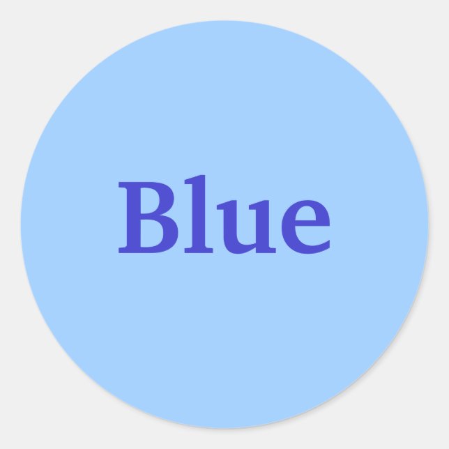 Royal Blue Color Word on Light Blue Stickers (Front)