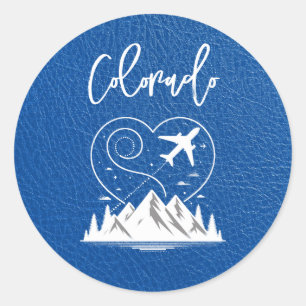 Royal Blue Colorado Passport Classic Round Sticker