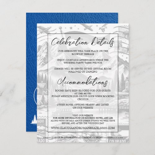 Royal Blue Colorado Passport Wedding Enclosure Card