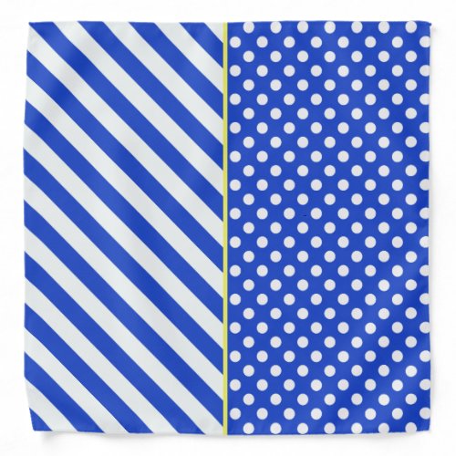 Royal Blue Combination Polka Dots And Stripes Bandana