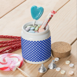 Royal Blue Combination Polka Dots by STaylor Candy Jar