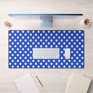 Royal Blue Combination Polka Dots by STaylor Desk Mat
