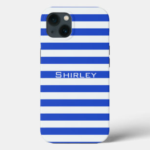 Royal Blue Combination Stripes by Shirley Taylor iPhone 13 Case