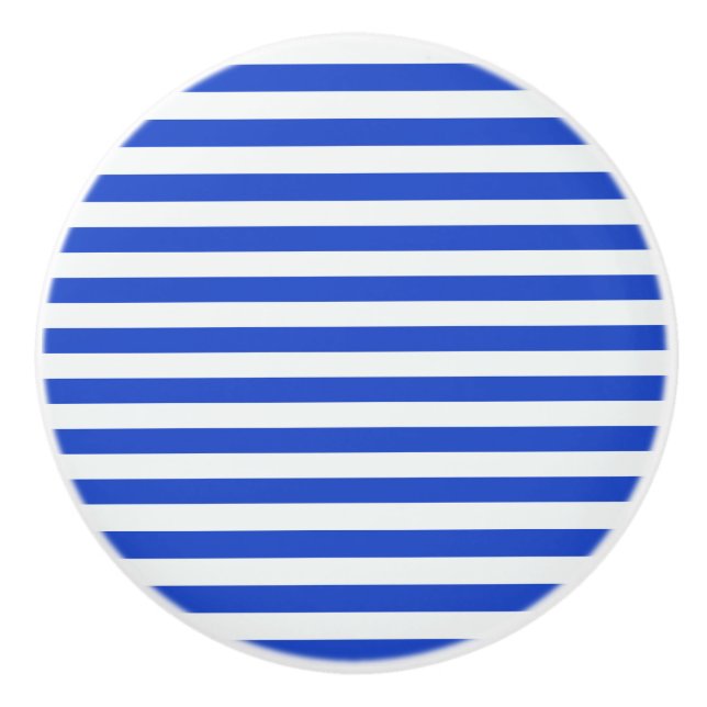 Royal Blue Combination Stripes by Shirley Taylor Ceramic Knob (Front)