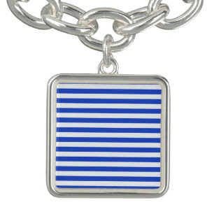 Royal Blue Combination Stripes by Shirley Taylor Charm Bracelet