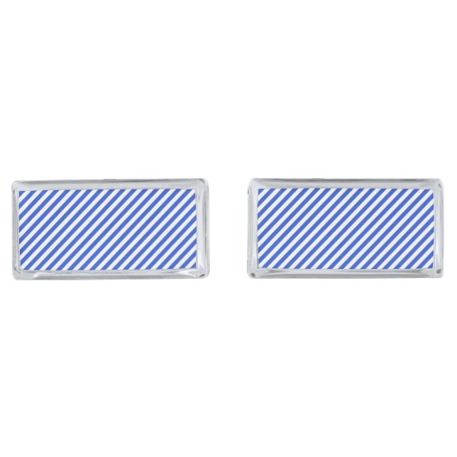 Royal Blue Combination Stripes by Shirley Taylor Cufflinks (Front)