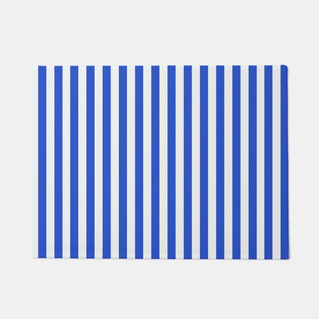 Royal Blue Combination Stripes by Shirley Taylor Doormat (Front)
