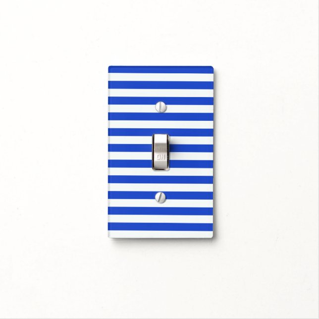 Royal Blue Combination Stripes by Shirley Taylor Light Switch Cover (In Situ)
