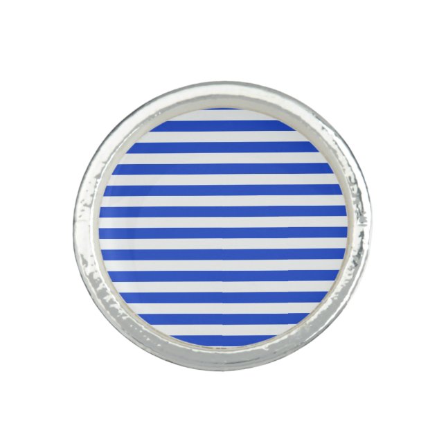 Royal Blue Combination Stripes by Shirley Taylor Ring (Front)