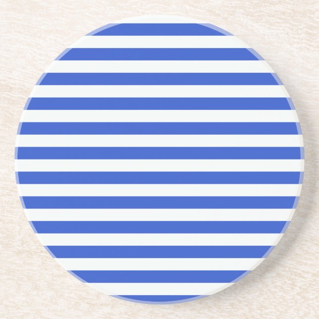 Royal Blue Combination Stripes by Shirley Taylor Sandstone Coaster (Front)