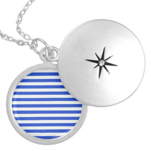 Royal Blue Combination Stripes by Shirley Taylor Silver Plated Necklace