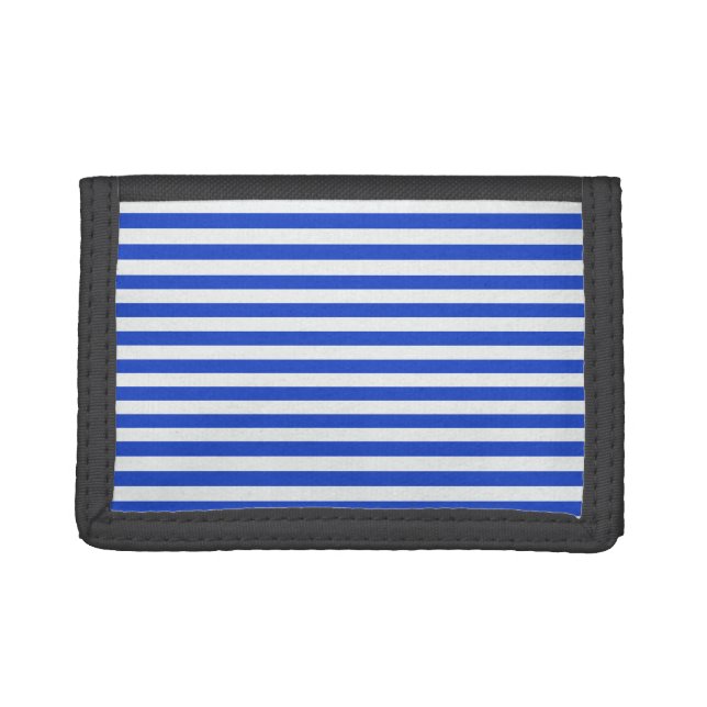 Royal Blue Combination Stripes by Shirley Taylor Trifold Wallet (Front)