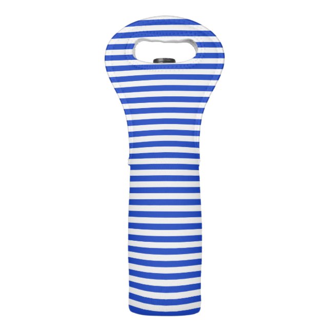 Royal Blue Combination Stripes by Shirley Taylor Wine Bag (Front)