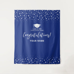Royal Blue Confetti Congratulation Graduation Tapestry