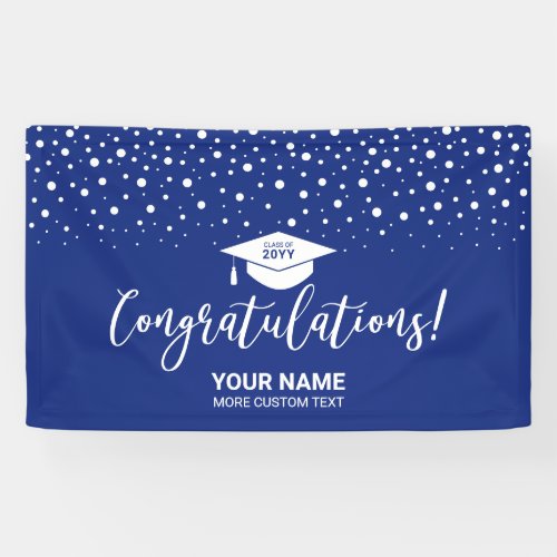 Royal Blue Confetti Congratulations Graduation Banner