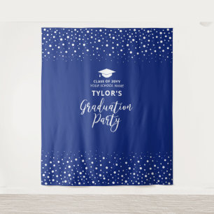 Royal Blue Confetti   Graduation Party Backdrop