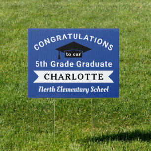 Royal Blue Congratulations 5th Grade Graduate Sign