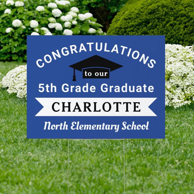 Royal Blue Congratulations 5th Grade Graduate Sign (Creator Uploaded)