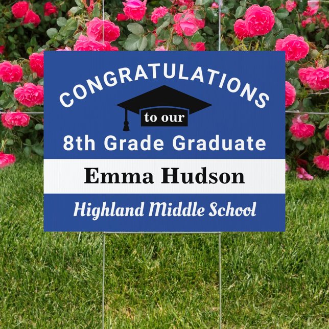 Royal Blue Congratulations 8th Grade Graduate Sign (Creator Uploaded)