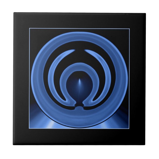 Royal Blue Contemporary Abstract Art Ceramic Tile (Front)
