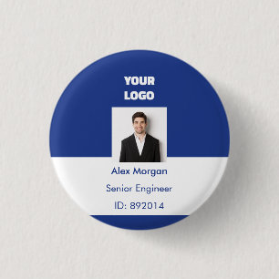 Royal Blue Corporate Executive Photo ID Badge Button