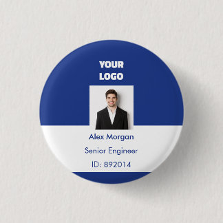 Royal Blue Corporate Executive Photo ID Badge Button