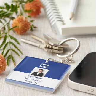 Royal Blue Corporate Executive Photo ID Badge Keychain