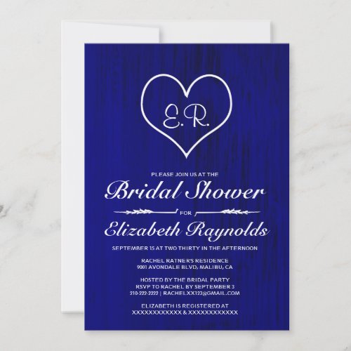Royal Blue Country Bridal Shower Invitations