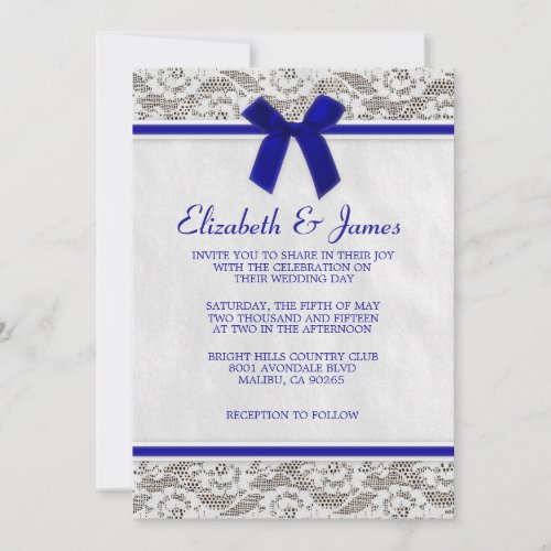 Royal Blue Country Lace Wedding Invitations