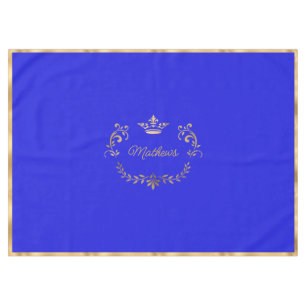 Royal Blue Crown Crest Personalized Tablecloth
