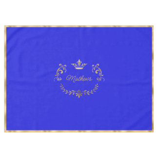 Royal Blue Crown Crest Personalized  Tablecloth