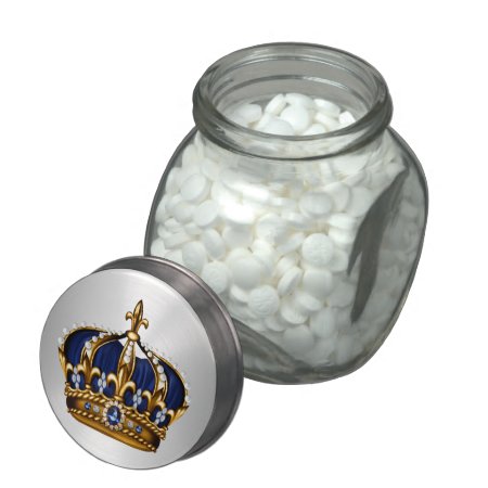 Royal Blue Crown Prince Baby Shower Candy Glass Jar