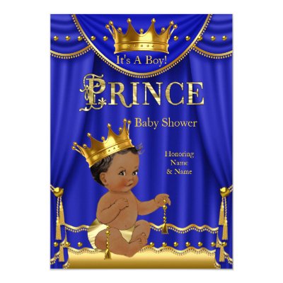 royal blue gold drapes prince baby shower ethnic card | zazzle royal blue gold drapes prince baby shower ethnic card | zazzle, Baby shower invitations