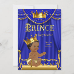 Royal Blue Crown Prince Baby Shower Gold Ethnic Invitation | Zazzle