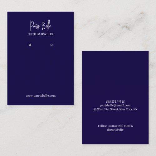 Royal Blue Custom Jewelry Earrings Display Card