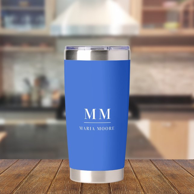Royal blue custom monogram initials name insulated tumbler (Creator Uploaded)