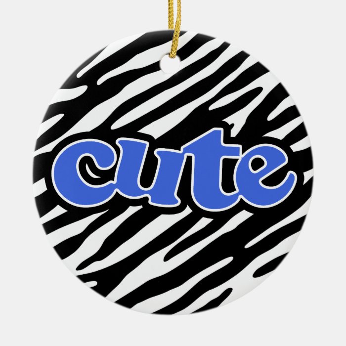 Royal Blue cute zebra stripes Christmas Tree Ornaments