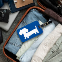 Royal Blue Dachshund Luggage Tag Wiener Dog Travel