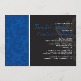 Royal Blue Damask Bridal Shower Invitations
