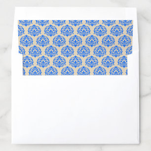 Royal Blue Damask Pattern Wedding Envelope Liner